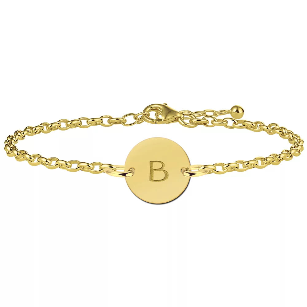 Gegraveerde Gouden initial armband rond