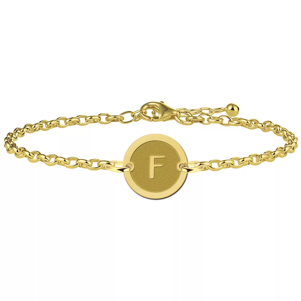 Gegraveerde Gouden initial armband rondje