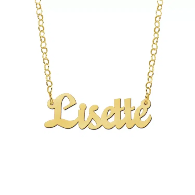 Gouden ketting met naam model Lisette Gepersonaliseerd