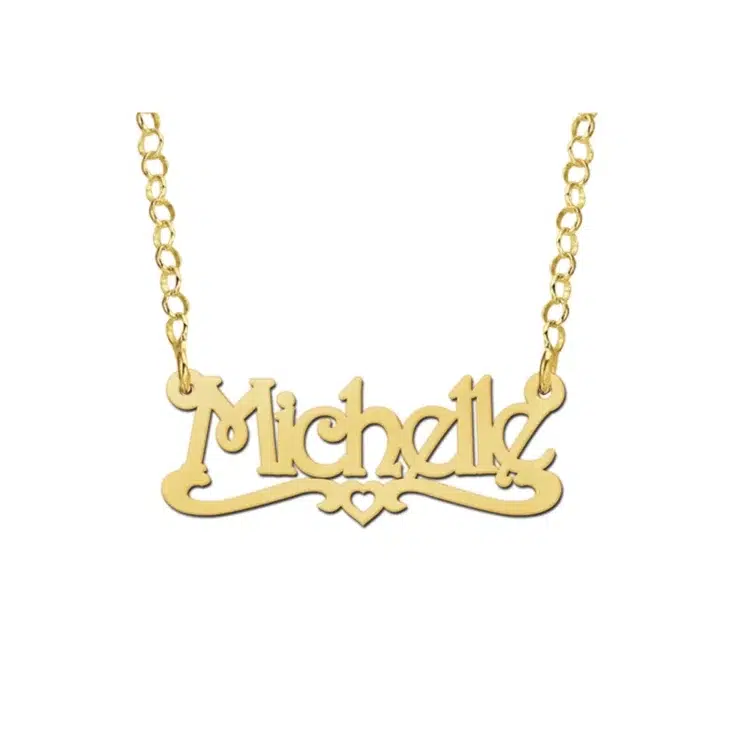 Gouden kinder naamketting model Michelle Gepersonaliseerd