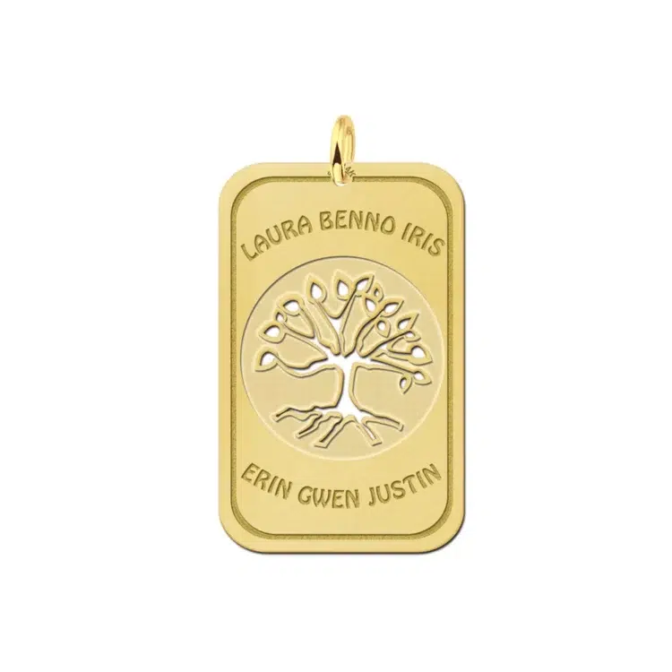 Gegraveerde Gouden levensboom hanger Gegraveerd