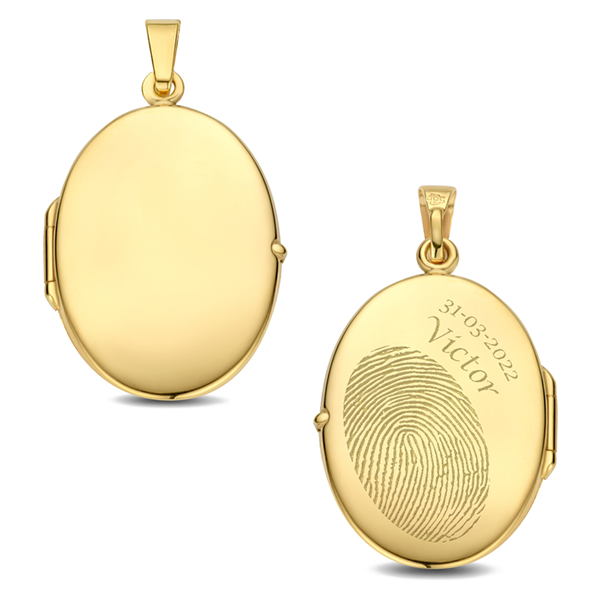 Gouden Medaillon in ovale vorm met gravure - groot - Names4ever
