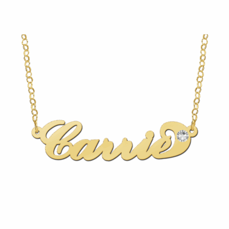 Gouden naam ketting Carrie style zirkonia Gepersonaliseerd