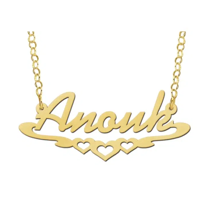 Gouden naamketting model Anouk Gepersonaliseerd