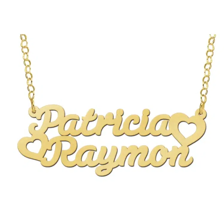 Gouden naamketting model Patricia-Raymon Gepersonaliseerd