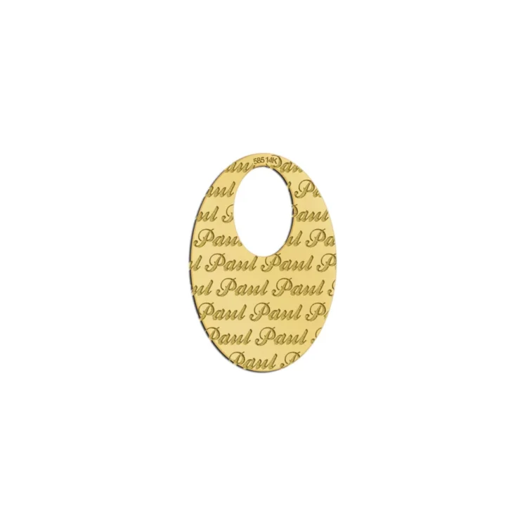 Gouden naamhanger repeat ovaal met collier 45-50cm