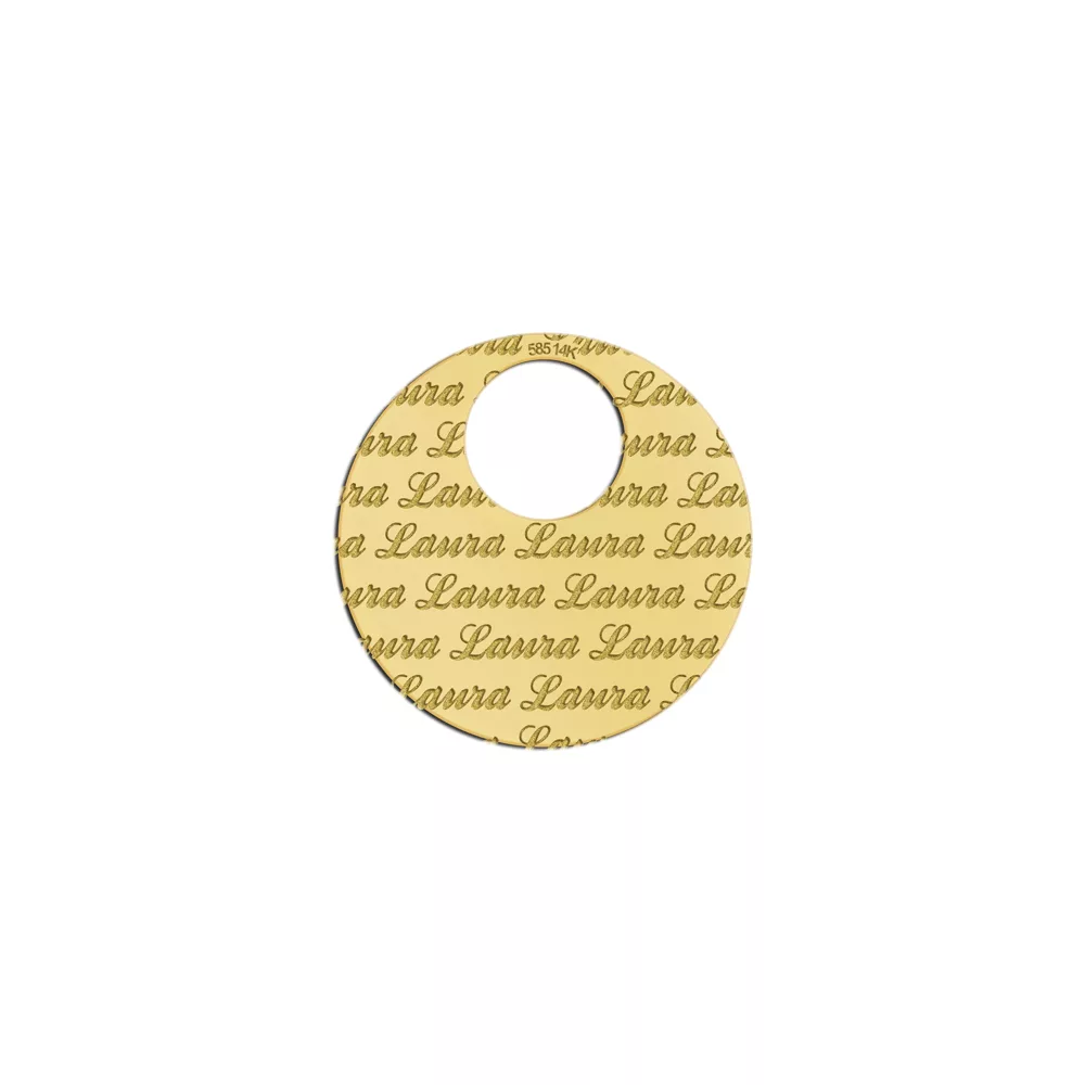 Gouden naamhanger repeat rond met collier 45-50cm