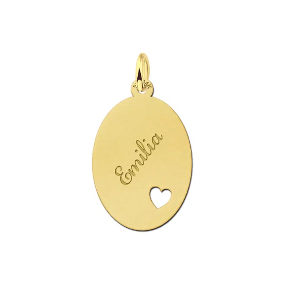 Gouden hanger ovaal kleine hart plain – 16 x 22 mm – Large