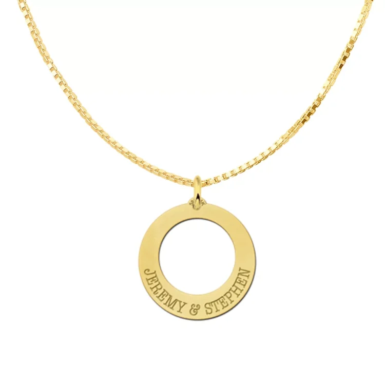 Gouden ronde hanger Gegraveerd