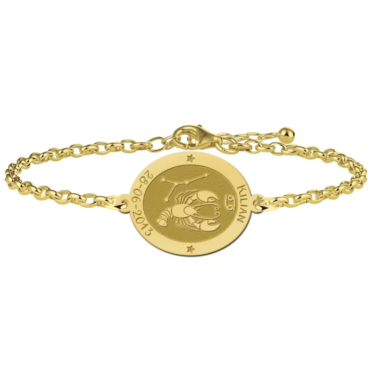 Gegraveerde Gouden sterrenbeeld armband ovaal Kreeft