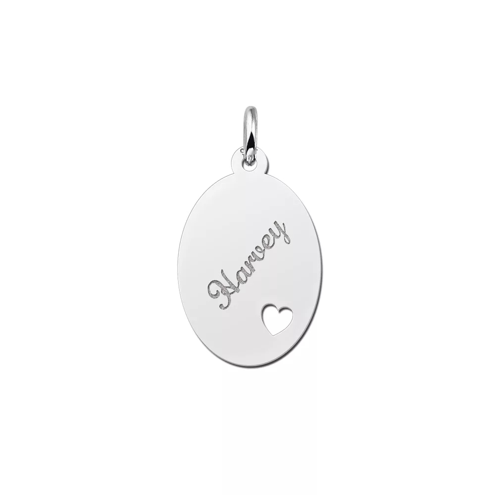 Zilveren hanger ovaal kleine hart plain – 14 x 19 mm – Small