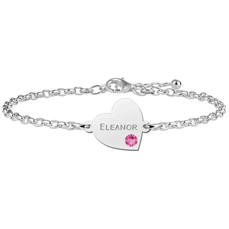 Gegraveerde Hartjes armband van zilver met gravure