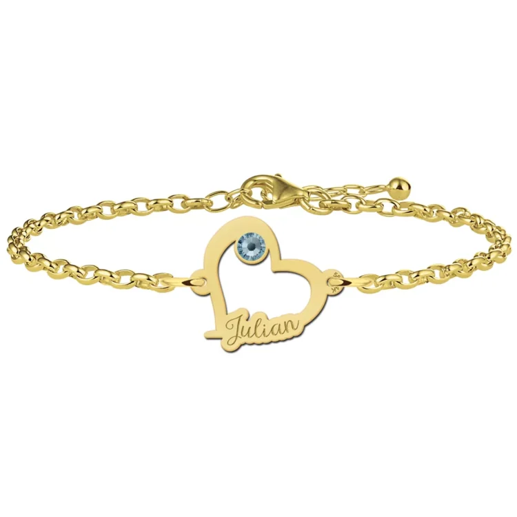Gegraveerde Hartjesarmband van goud met steentje