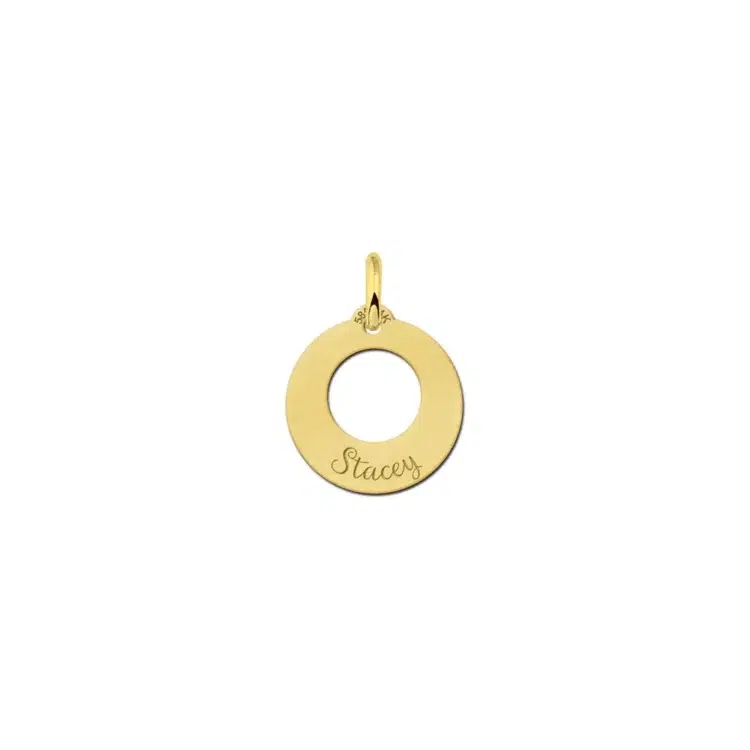 Kleine gouden hanger met naam Gegraveerd