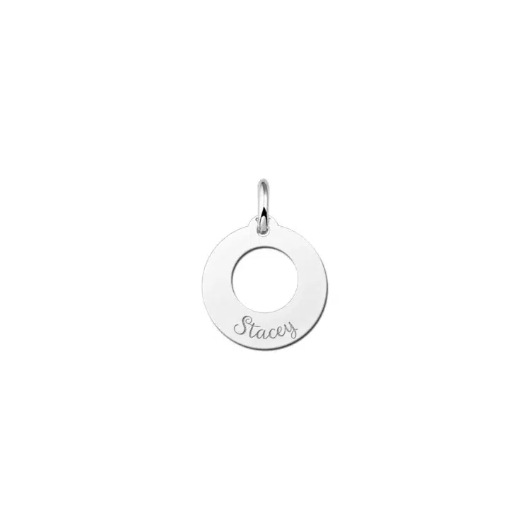 Kleine hanger rond met naam Gegraveerd