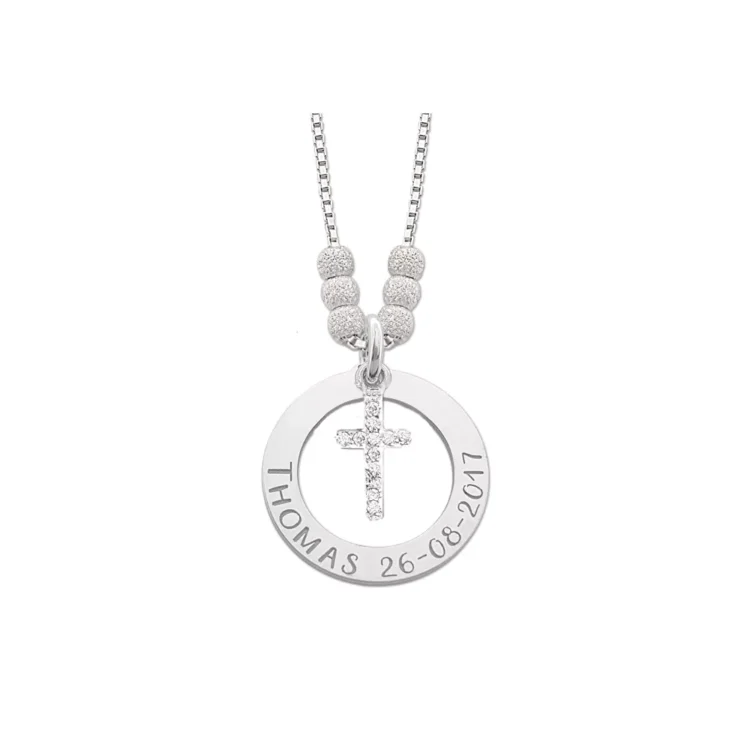 Mama ketting van zilver met kruis gegraveerd