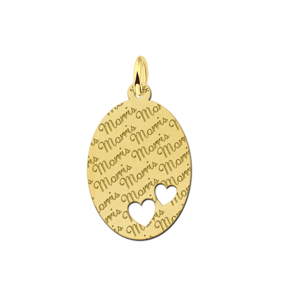Gouden hanger ovaal voetjes Repeat – 16 x 22 mm – Large