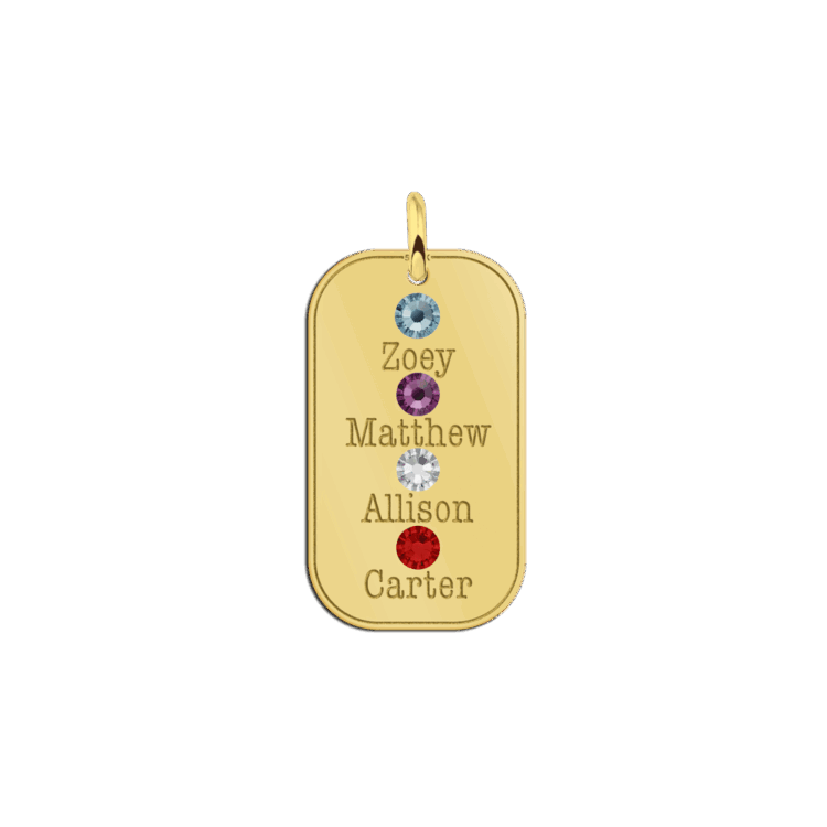 Gouden Stoere hanger met geboorte steen Gegraveerd