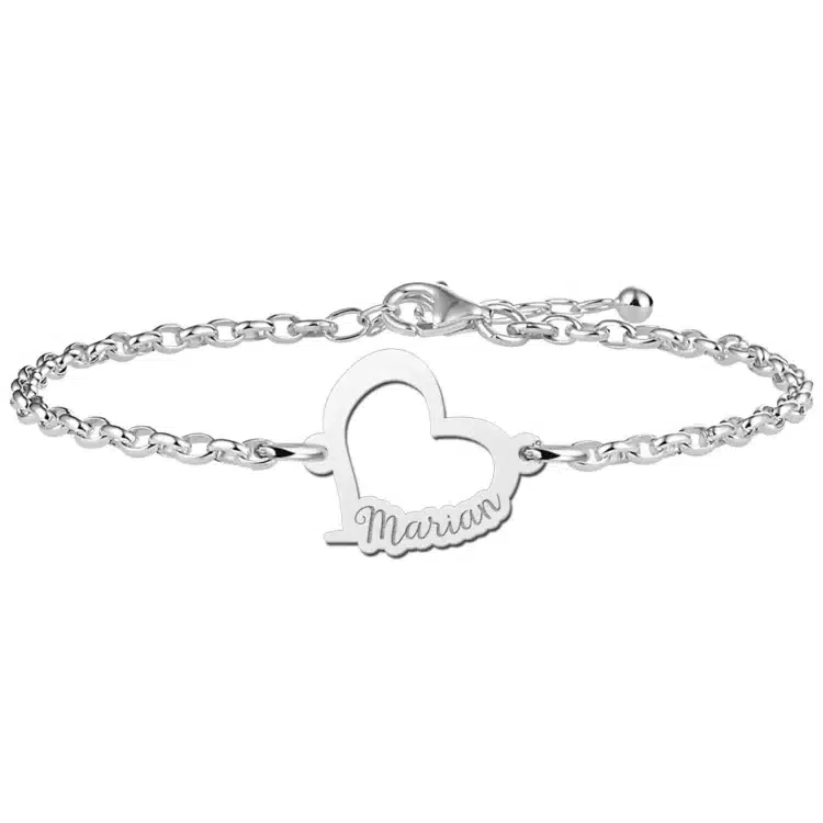 Gegraveerde Zilveren armband met hartje en naam