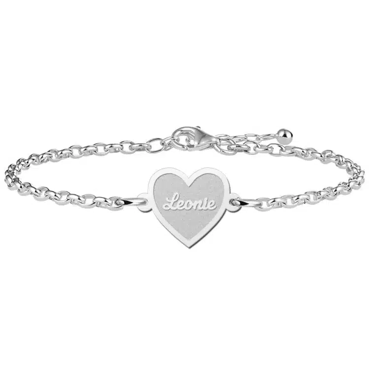 Gegraveerde Zilveren armband met hartje inclusief gravure