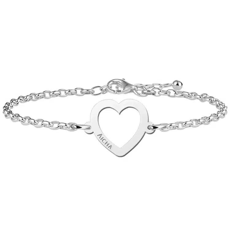 Gegraveerde Zilveren armband met hartje