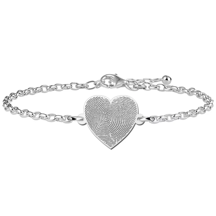 Zilveren Armband Met Vingerafdruk Hartje Gegraveerd