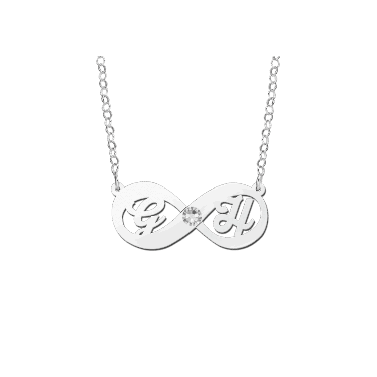 Zilveren hanger infinity initialen zirkonia