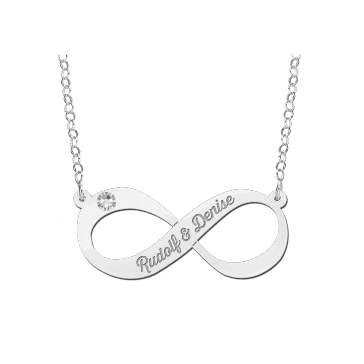 Zilveren hanger Infinity naam met zirkonia