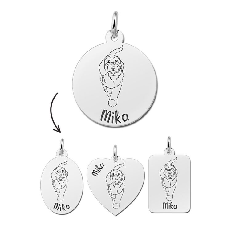 Zilveren hanger met hond Labradoodle - Names4ever