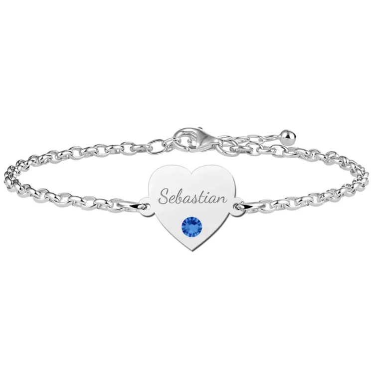 Gegraveerde Zilveren hart armband met gravure