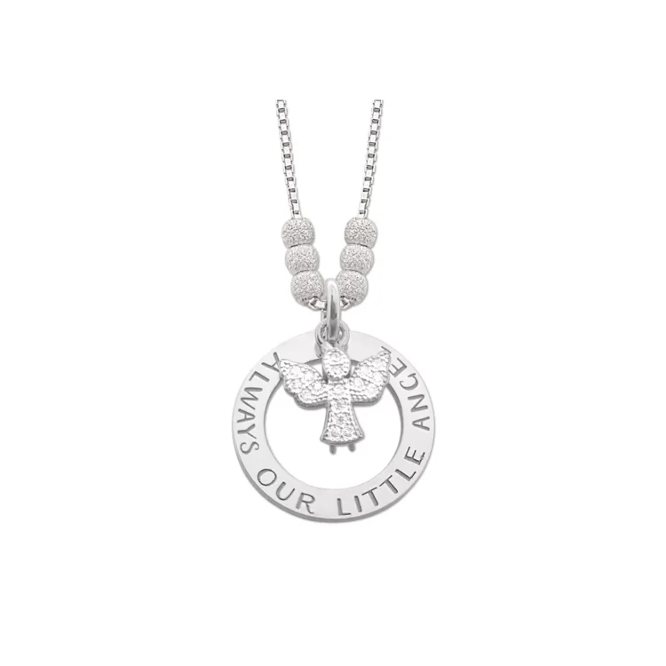 Zilveren mama ketting met engel Gegraveerd