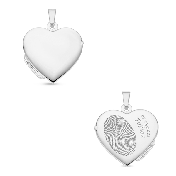 Zilveren Medaillon hart met gravure - Names4ever