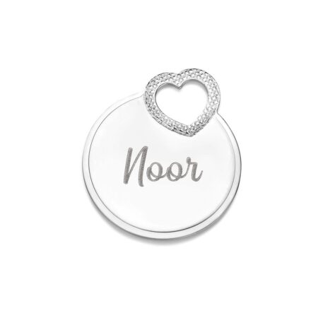 Zilveren Ronde Hanger met Hart en Naam